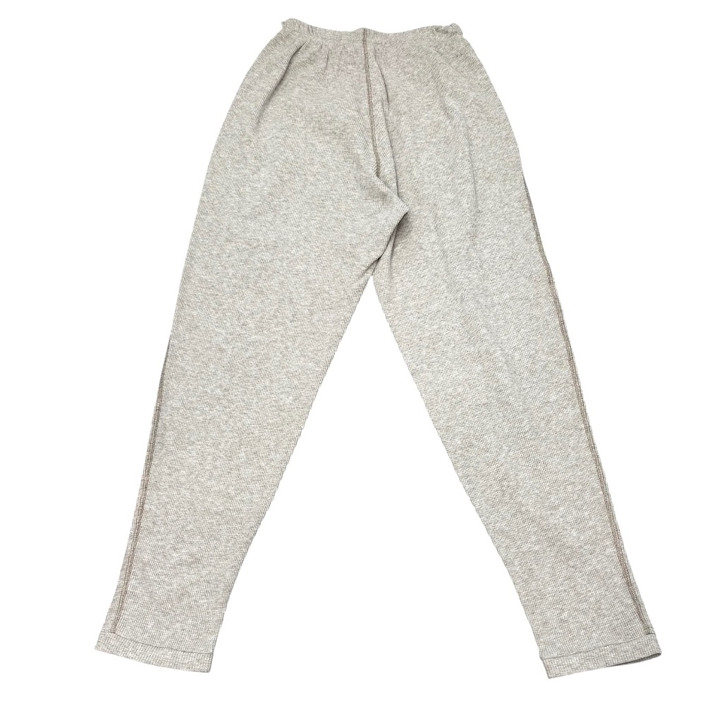 VINTAGE FITIGUES BEIGE/ HEATHER OATMEAL WAFFLE KNIT TAPERED LEG LEGGINGS PANTS
